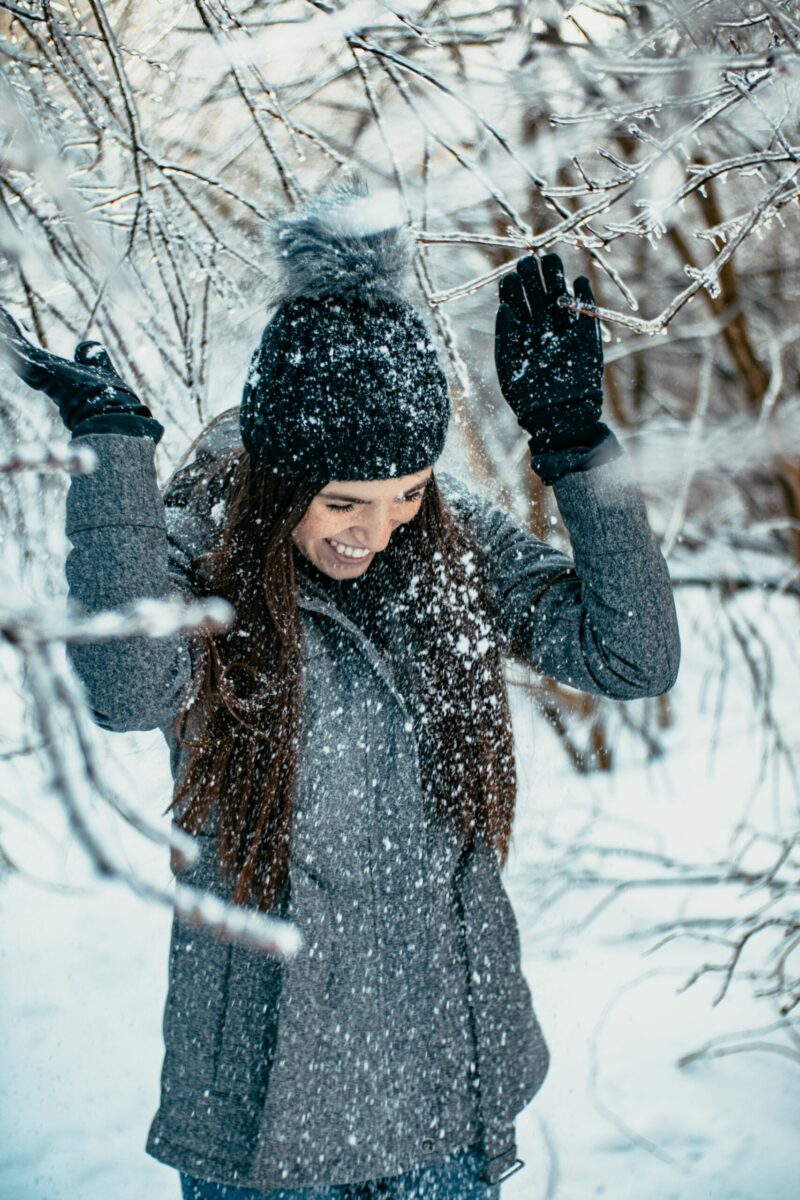 student in snow