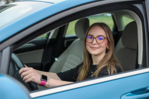 Butler Tech student driver in drivers ed car